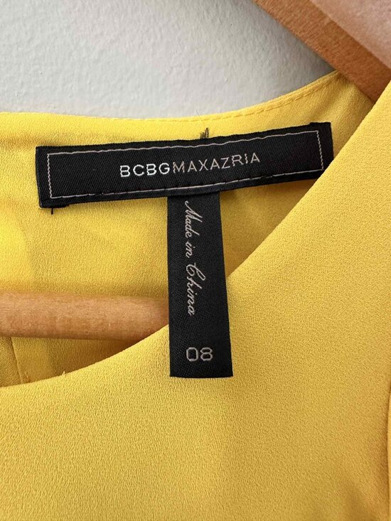 BCBGMAXAZRIA Yellow Ruffle-Sleeve Maxi Dress, Size 8 - Picture 5 of 5